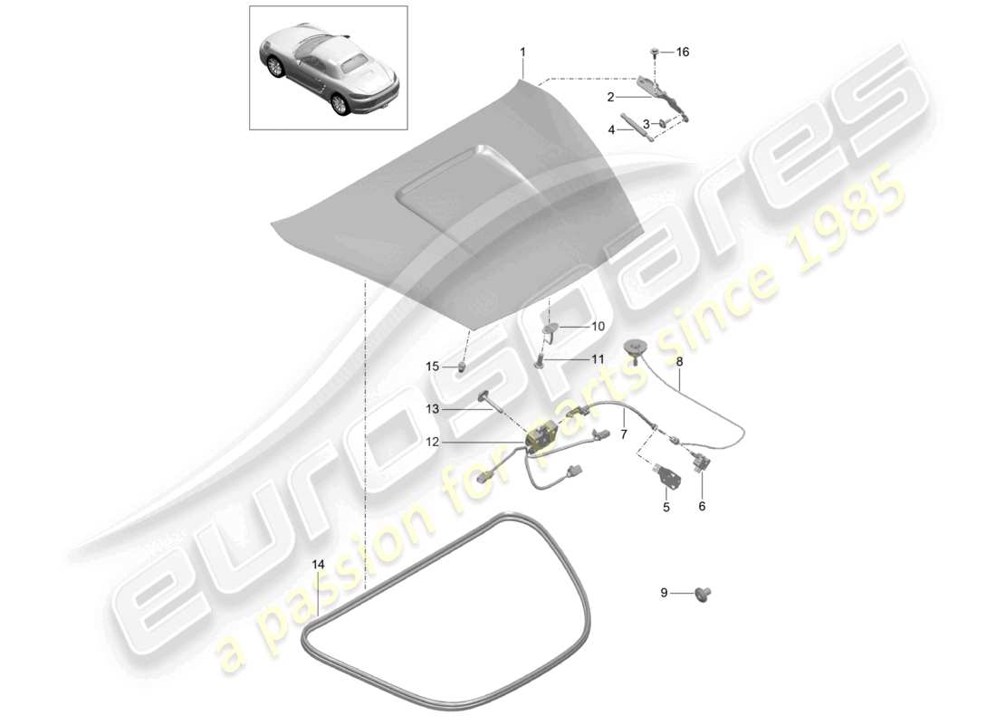 porsche 2023 (718 boxster) cover rear part diagram