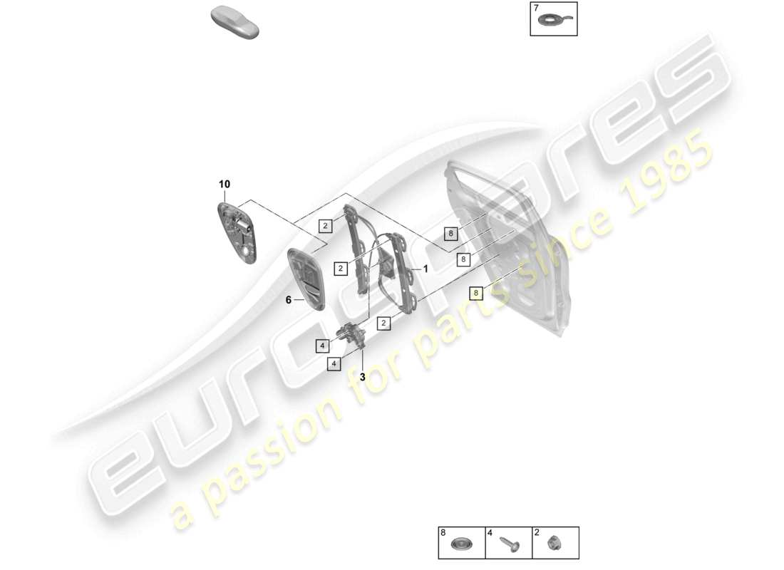 porsche 2025 (cayenne e3 pa) window regulator rear assembly carrier coupe part diagram