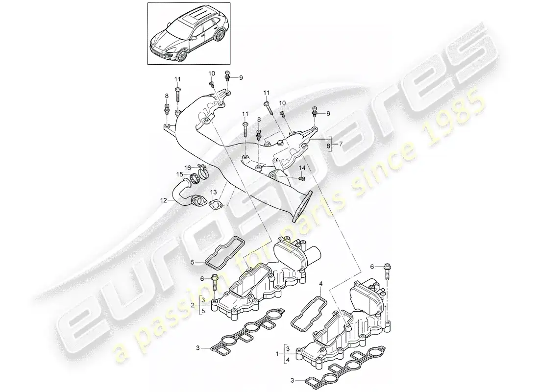 porsche 2014 (cayenne e2 92a) intake manifold part diagram