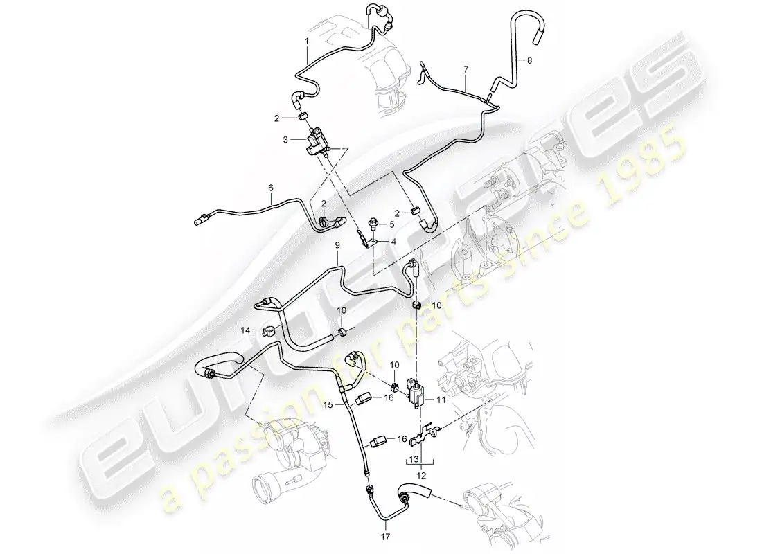 porsche 2008 (cayenne e1 9pa) control line parts diagram
