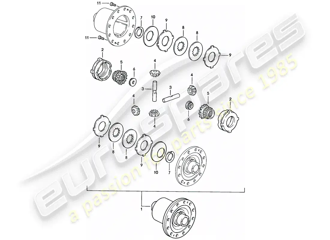 porsche 1983 (928) automatic transmission - limited slip differential parts diagram