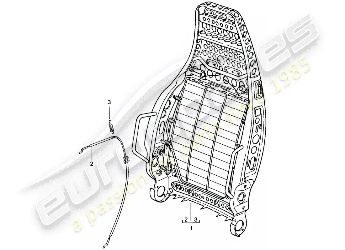 porsche 1984 (911) sports seat - backrest frame parts diagram