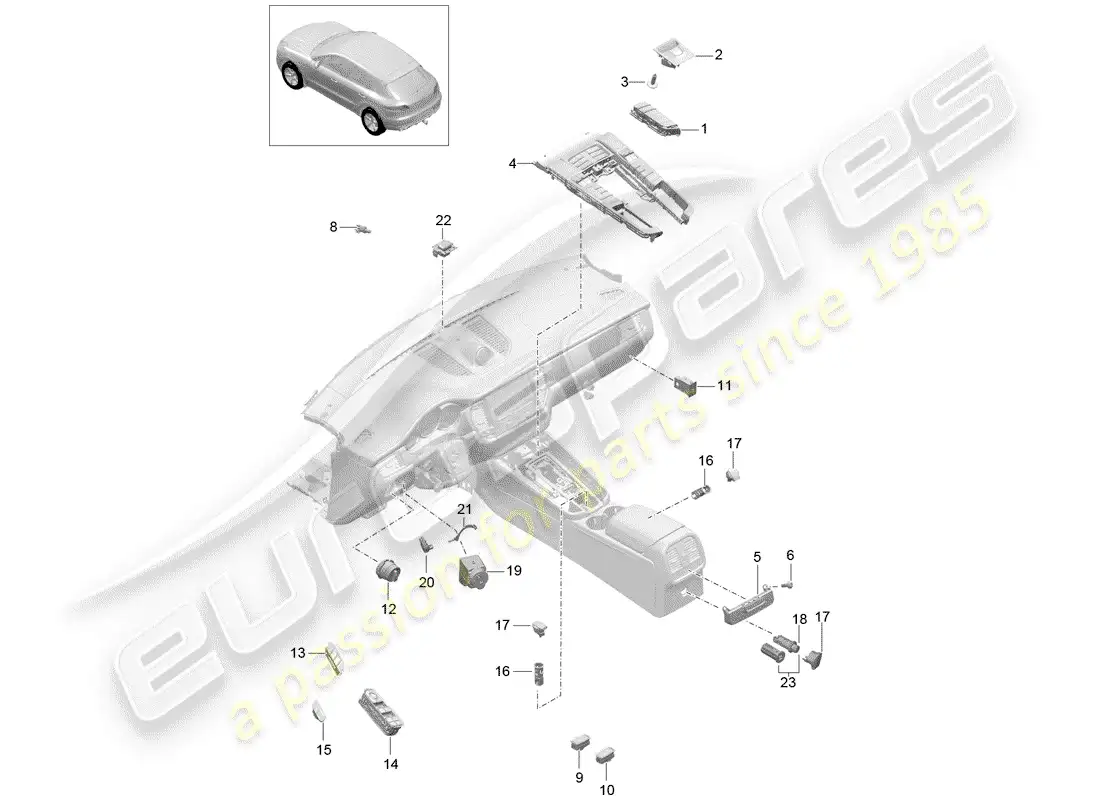 porsche 2017 (macan) switch parts diagram