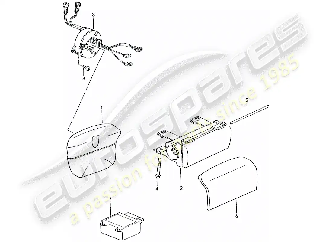 porsche 2002 (996 gt3) airbag parts diagram