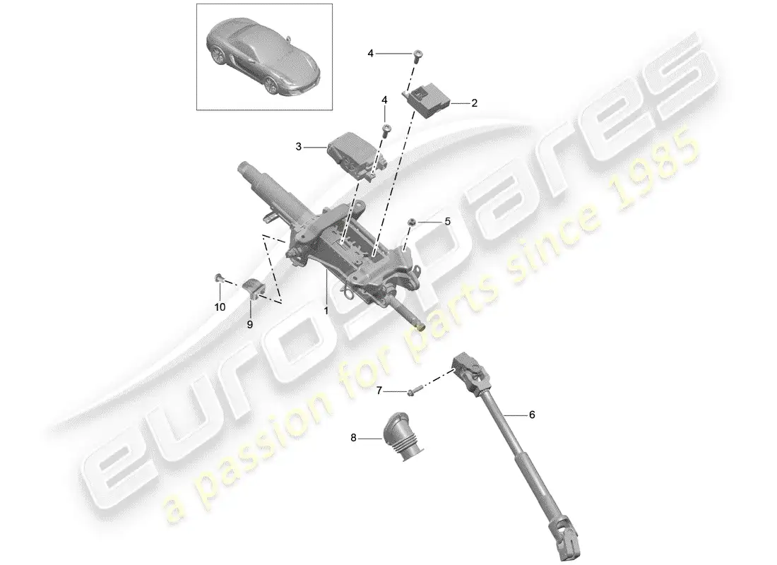 porsche 2015 (981 boxster) steering column parts diagram