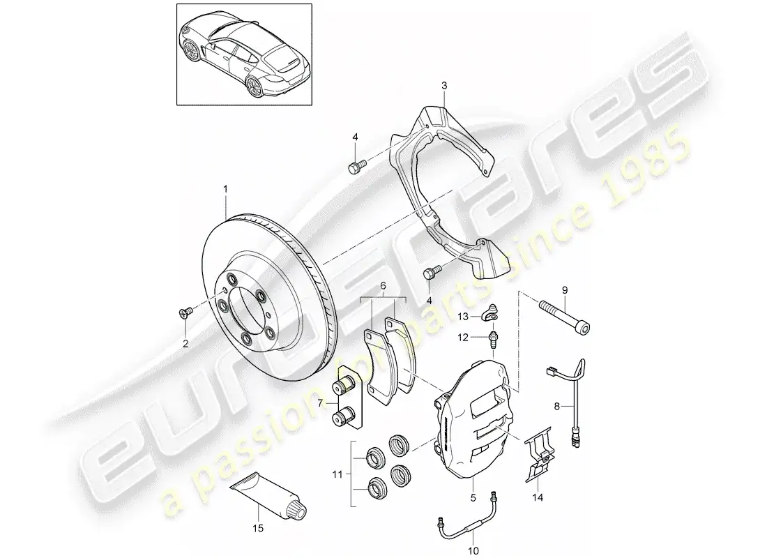 porsche 2010 (panamera 970) disc brakes parts diagram