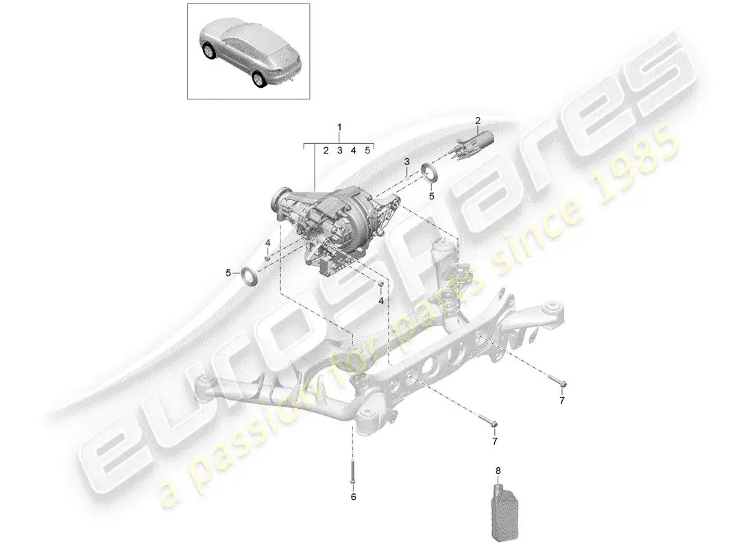 porsche 2018 (macan) rear axle differential parts diagram