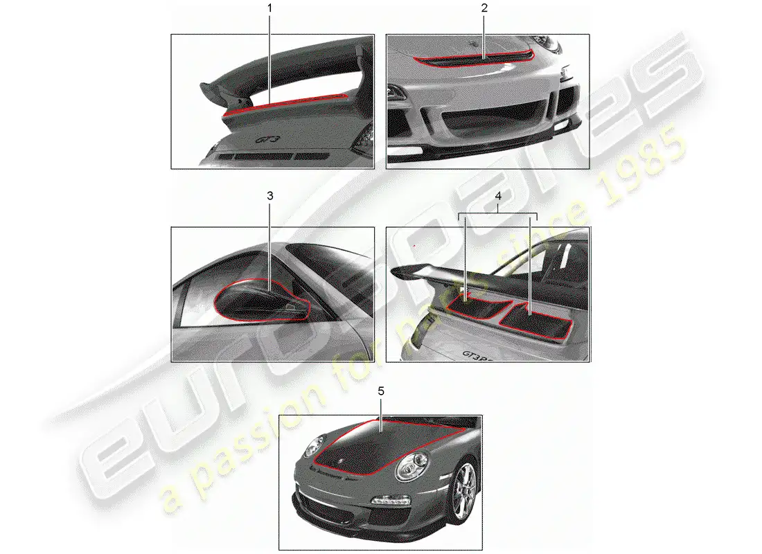 porsche 1999 (tequipment) motor sports parts diagram
