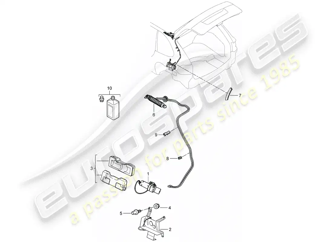 porsche 2009 (cayenne e1 9pa) rear trunk lid part diagram