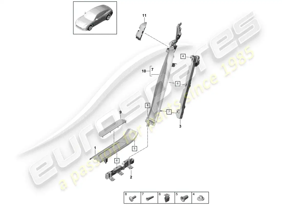 porsche 2019 (panamera 971-1) sill panel trim parts diagram
