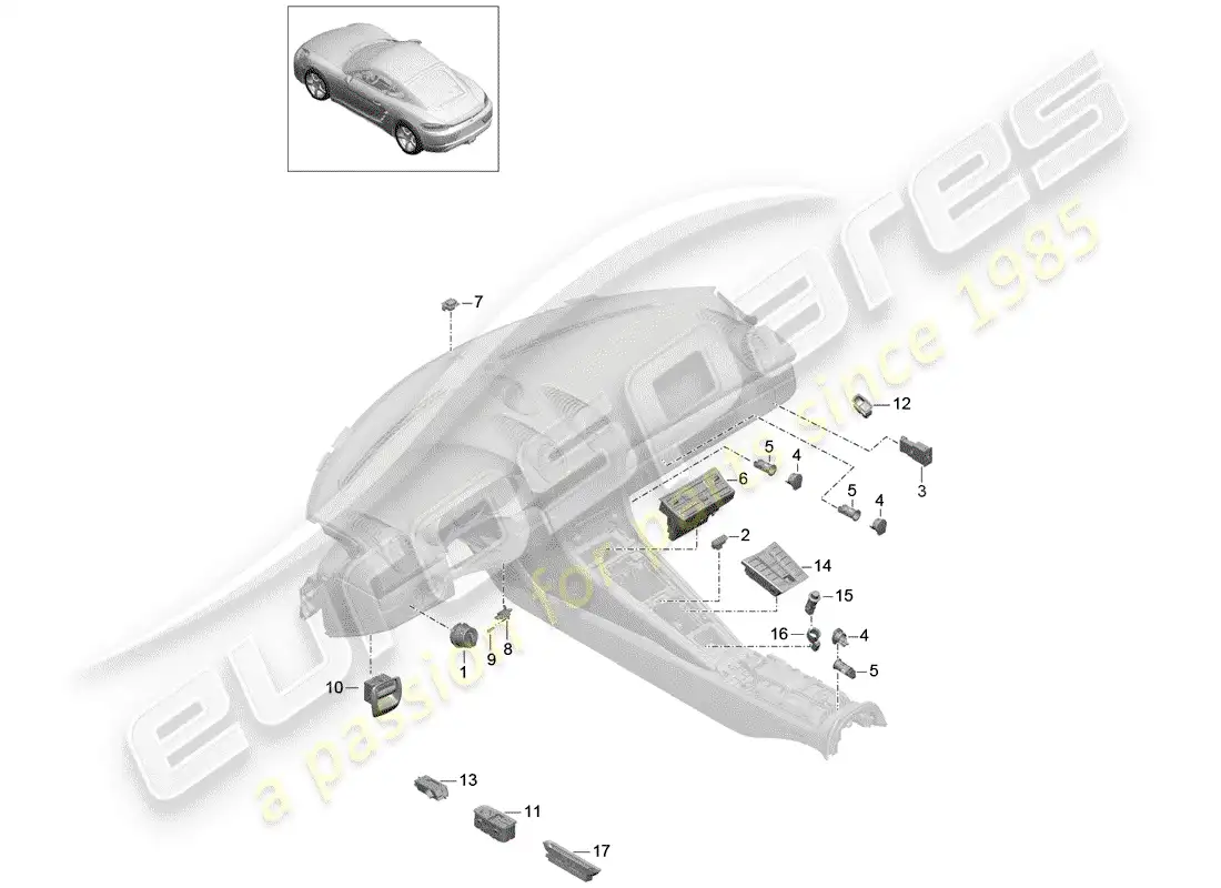 porsche 2019 (718 cayman) switch parts diagram