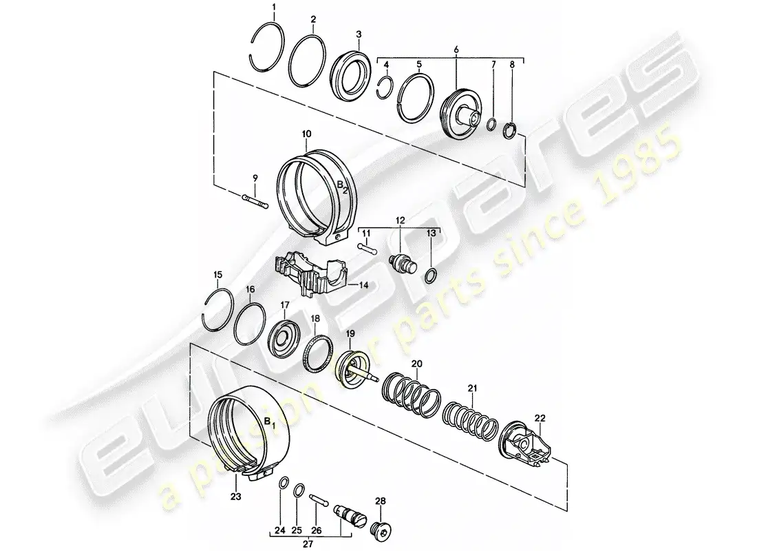 porsche 1983 (928) automatic transmission - brake bands parts diagram