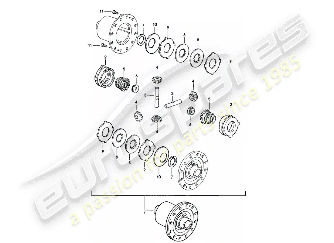 porsche 1986 (928) limited slip differential - manual gearbox parts diagram