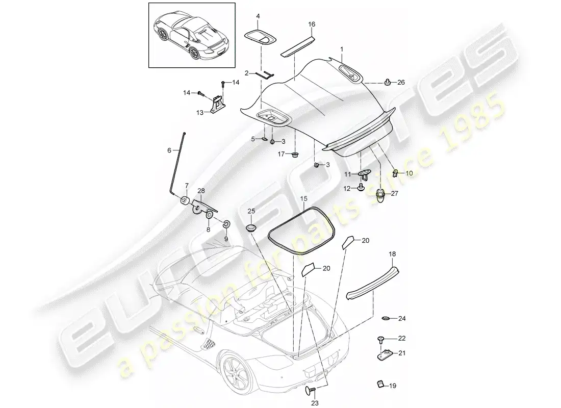 porsche 2009 (987 boxster) cover parts diagram
