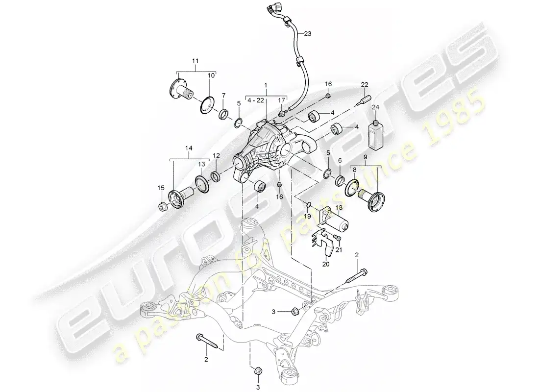 porsche 2009 (cayenne e1 9pa) rear axle differential part diagram