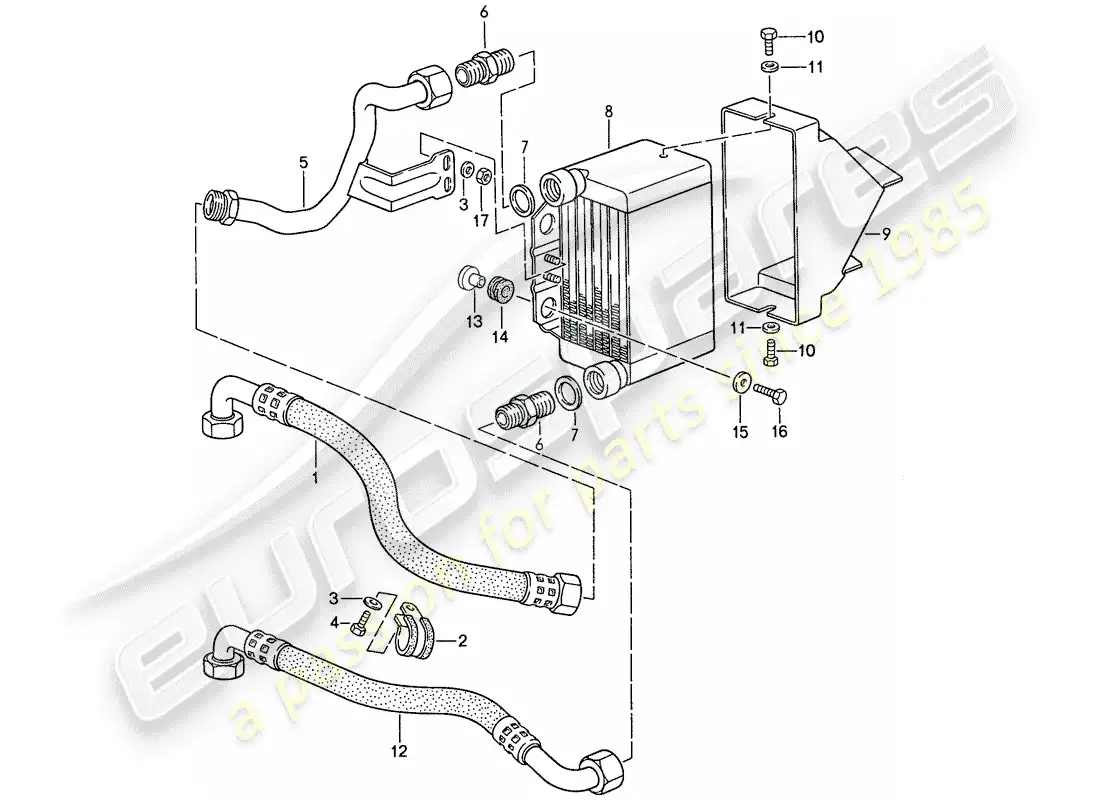 porsche 1990 (944) oil cooling parts diagram