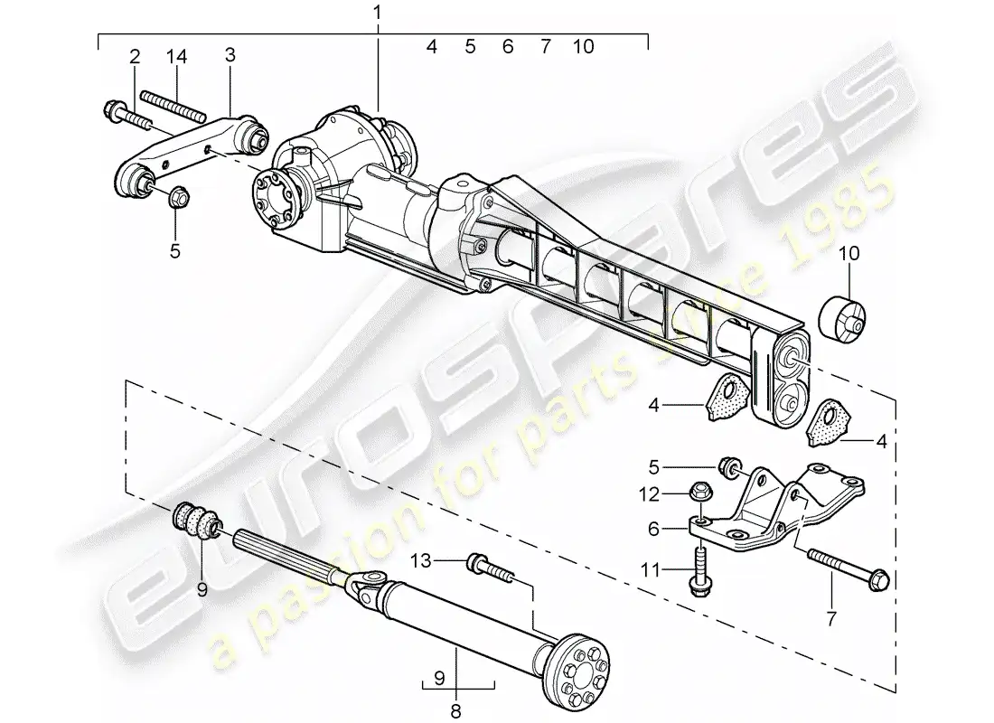 porsche 2008 (997-1 turbo / gt2) front axle differential parts diagram