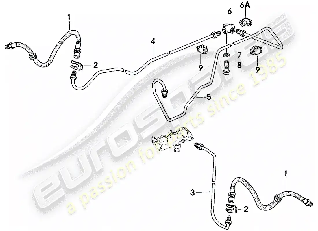 porsche 1985 (924) brake lines parts diagram