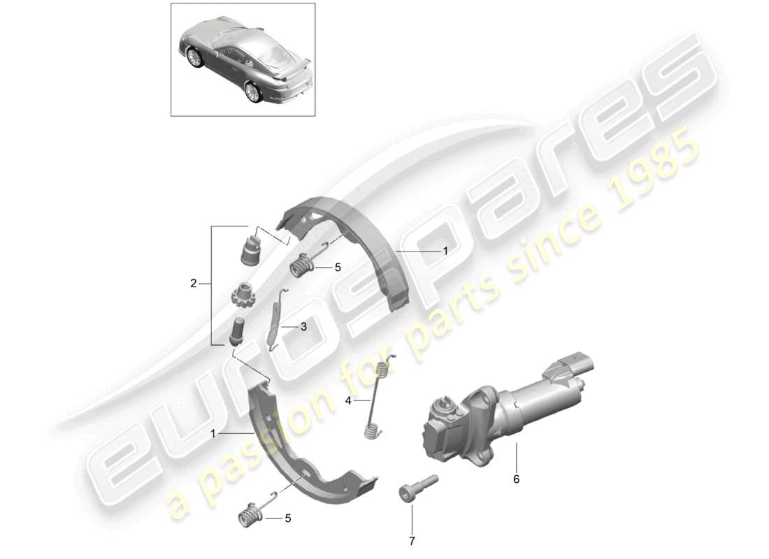 porsche 2021 (991-2 r/gt3/rs) parking brake d - mj 2018>> part diagram