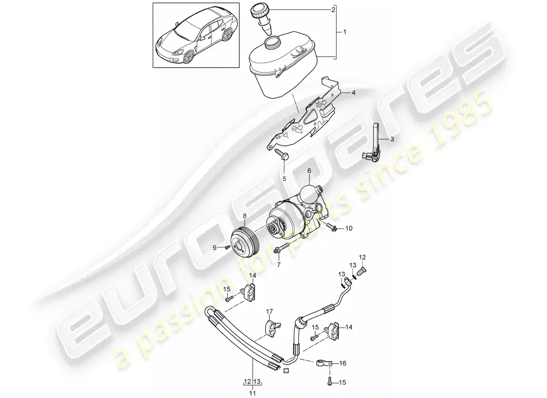 porsche 2016 (panamera 970) power steering parts diagram