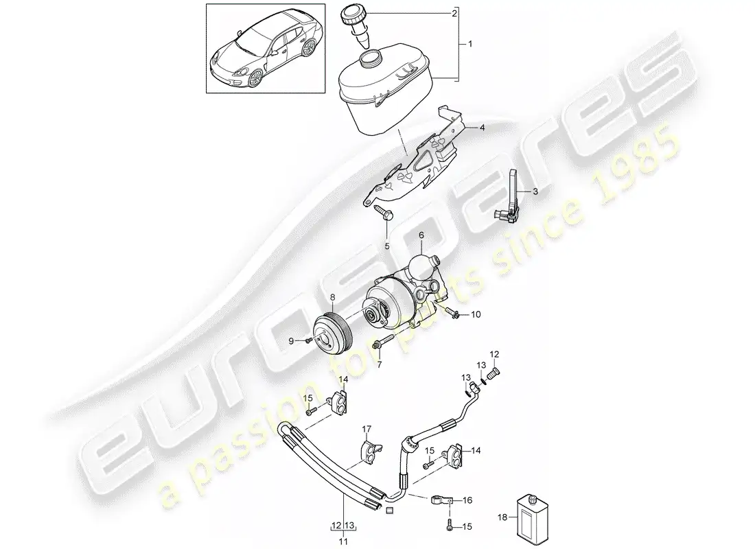 porsche 2016 (panamera 970) power steering parts diagram