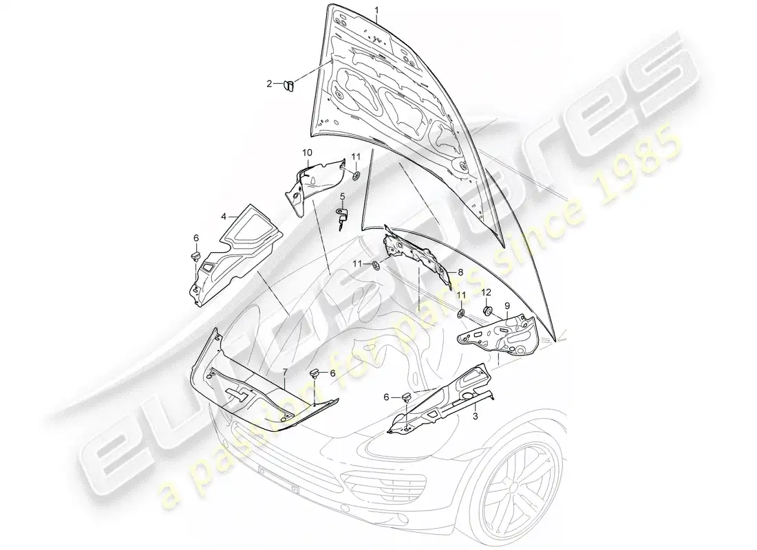 porsche 2014 (cayenne e2 92a) sound absorber part diagram