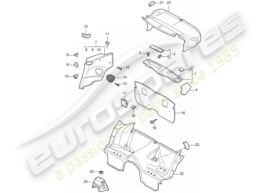 porsche 2011 (997-2) trims parts diagram