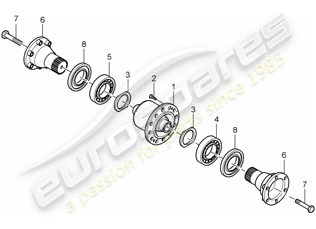 porsche 2008 (997-1 turbo / gt2) limited slip differential parts diagram