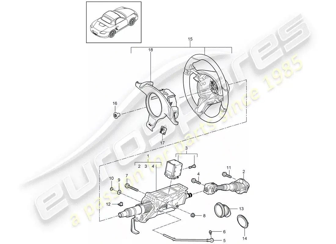 porsche 2009 (987 boxster) steering protective pipe parts diagram