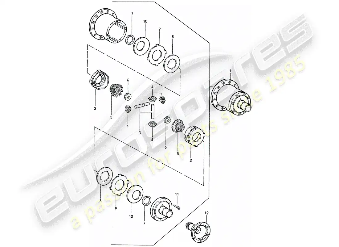 porsche 1988 (944) limited slip differential - manual gearbox parts diagram