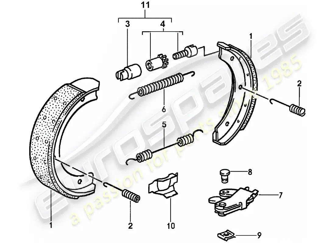 porsche 1989 (944) handbrake parts diagram