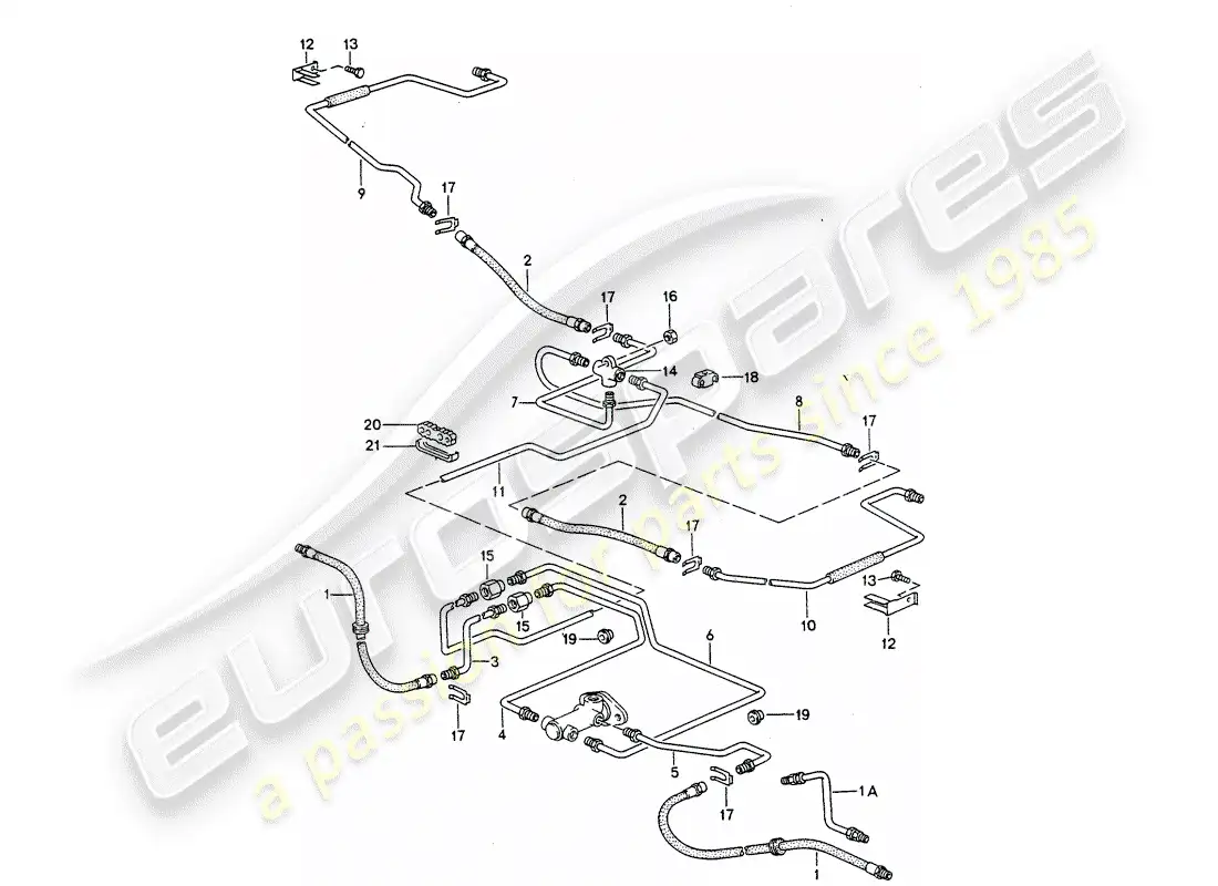 porsche 1987 (944) brake lines parts diagram