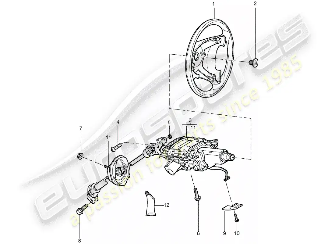 porsche 2005 (cayenne e1 9pa) steering wheel part diagram