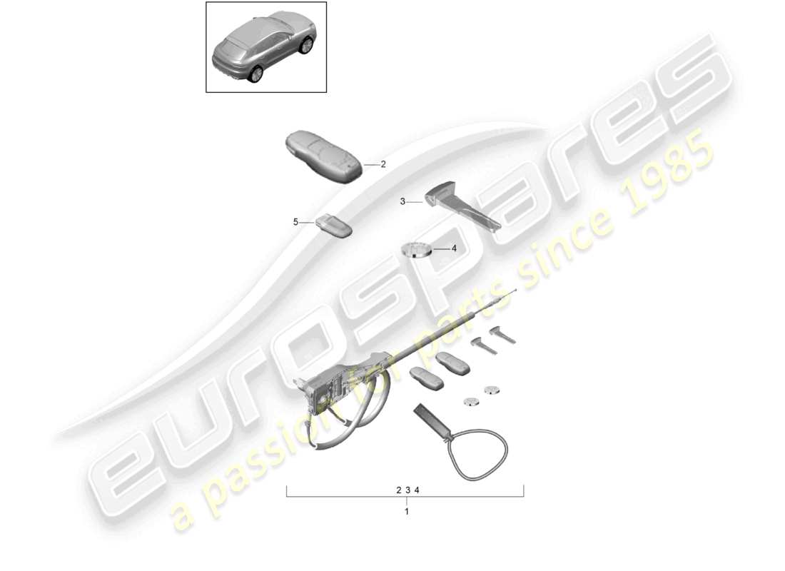 porsche 2024 (macan) 1 set: locks and handheld transmitter part diagram