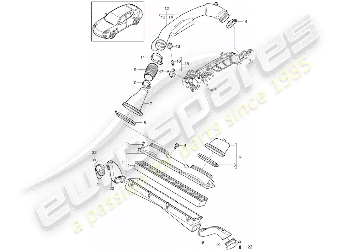 porsche 2010 (panamera 970) air cleaner system parts diagram