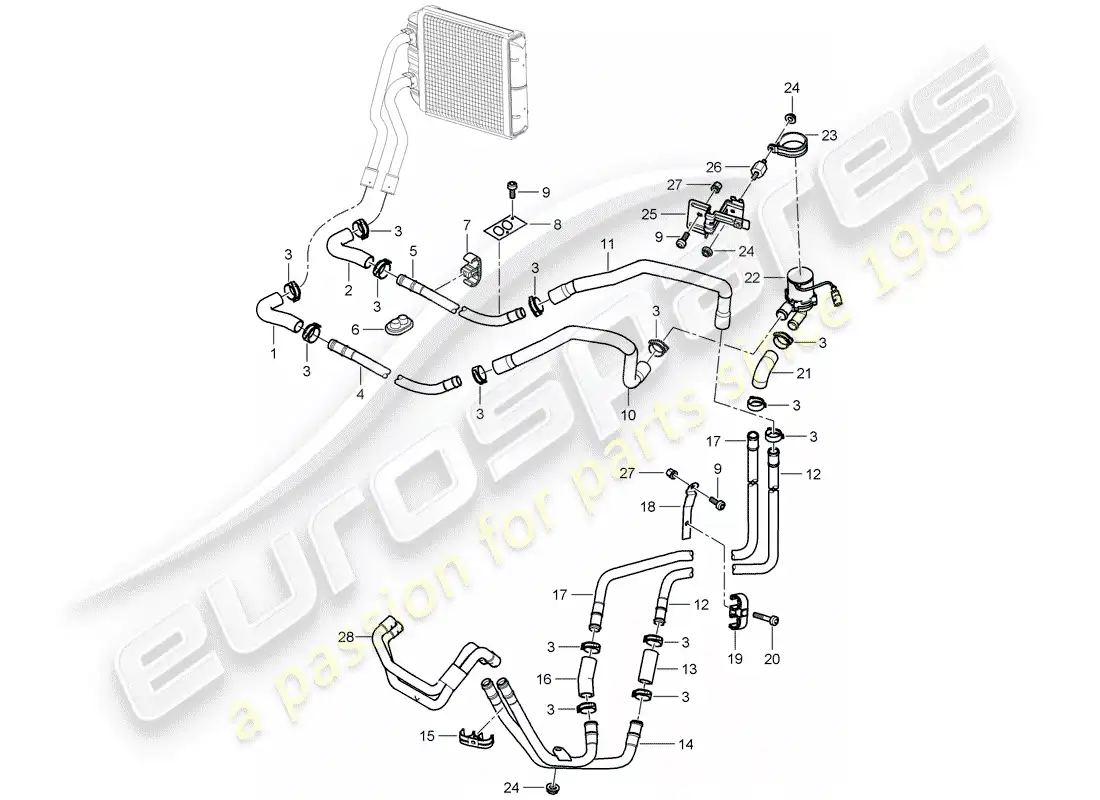 porsche 2009 (cayenne e1 9pa) heater part diagram