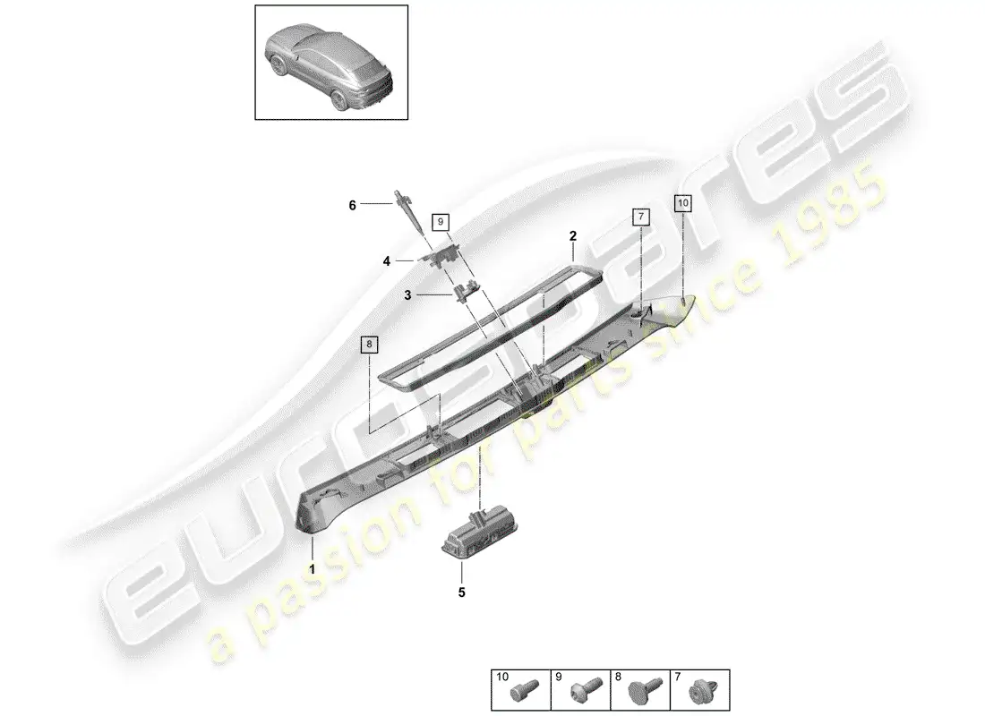 porsche 2020 (cayenne e3 9ya/9yb) rear trunk lid part diagram