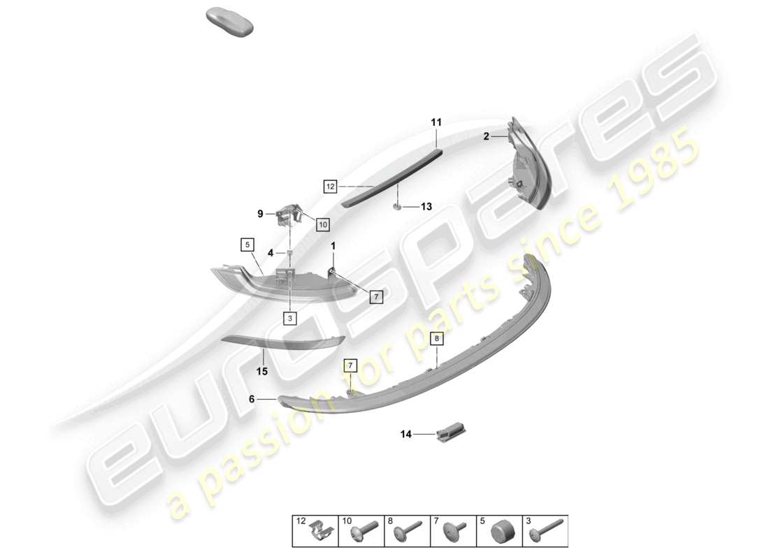 porsche 2023 (992-1 turbo / s) rear light additional brake light licence plate light part diagram