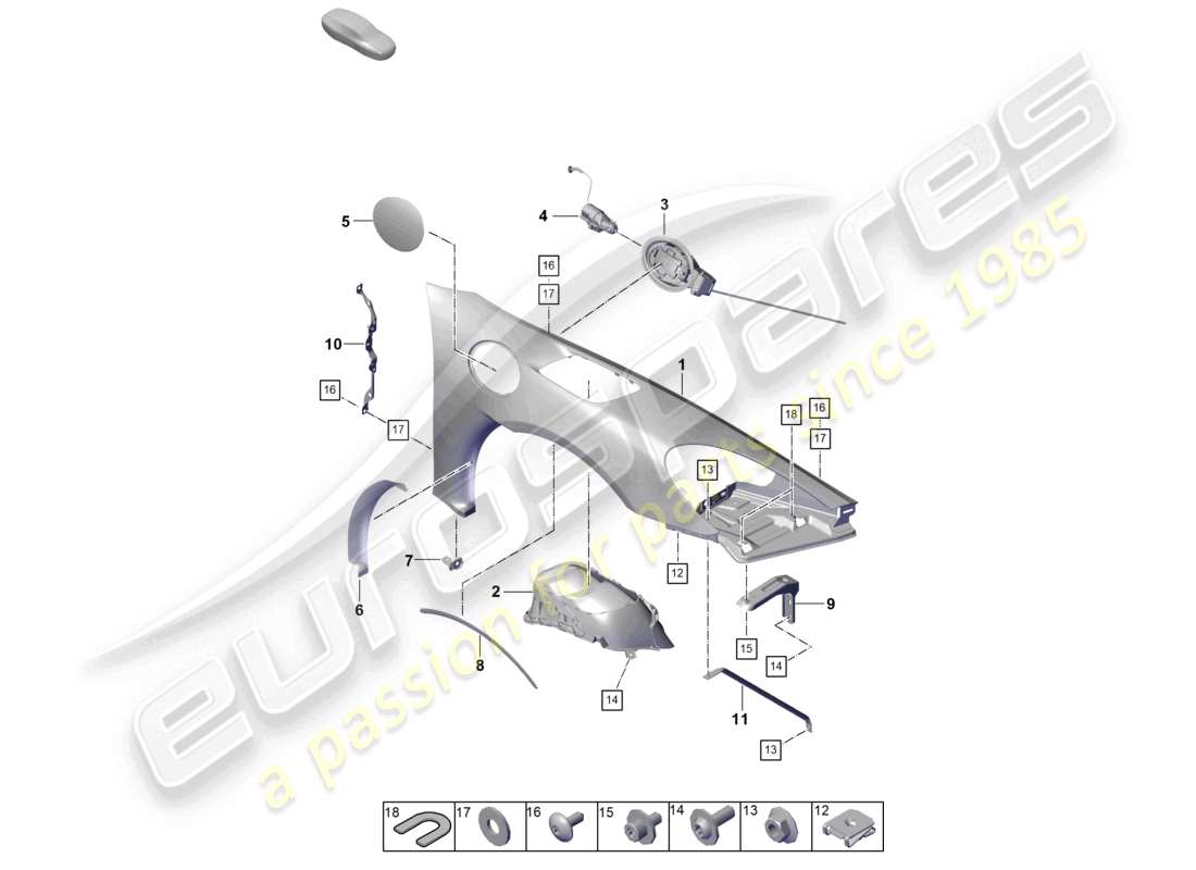 porsche 2022 (718 boxster spyder) wing part diagram