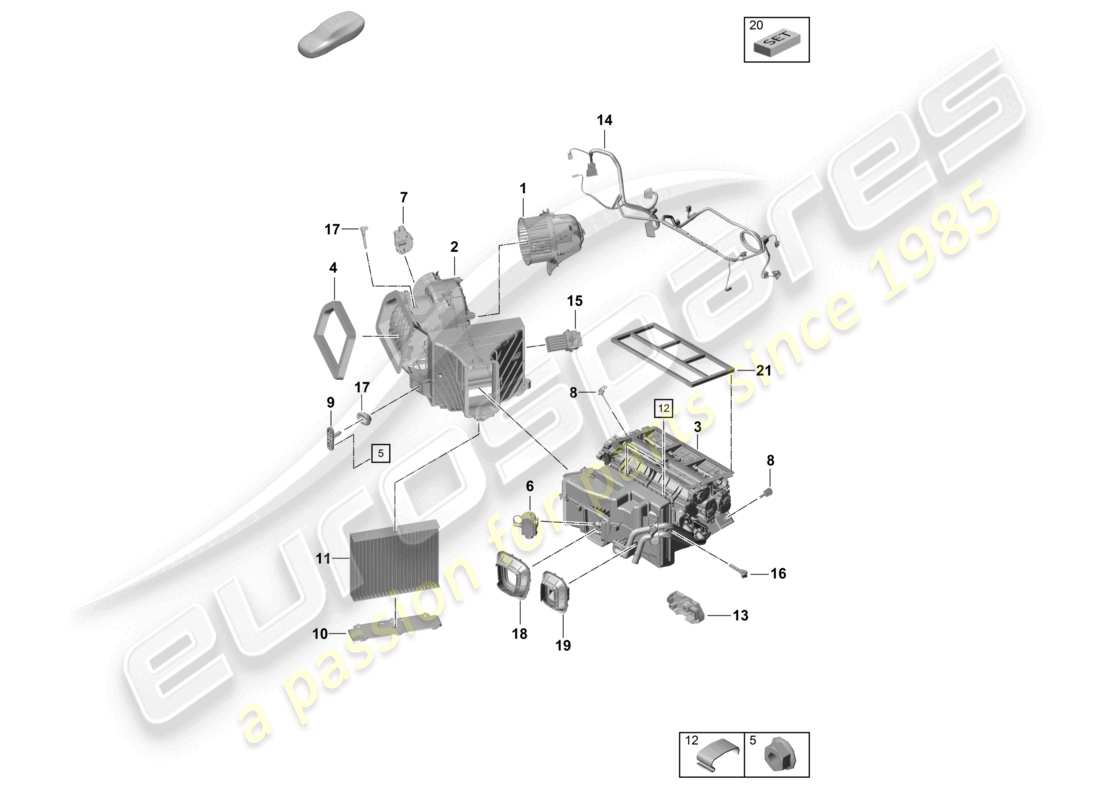 porsche 2022 (718 boxster spyder) air con. service device and individual parts part diagram