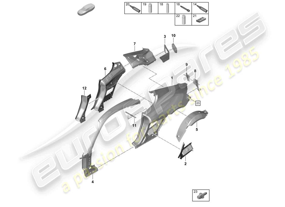 porsche 2023 (718 cayman gt4) side part part diagram