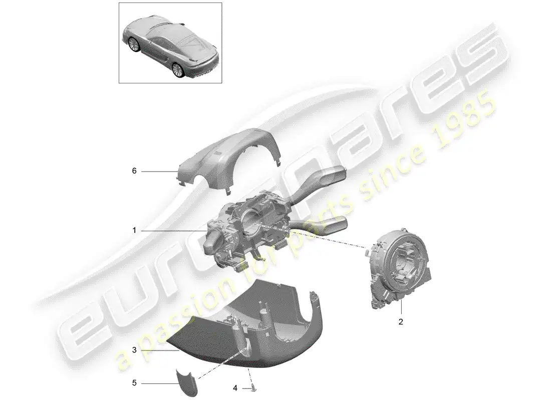 porsche 2016 (981 cayman gt4) steering column switch parts diagram