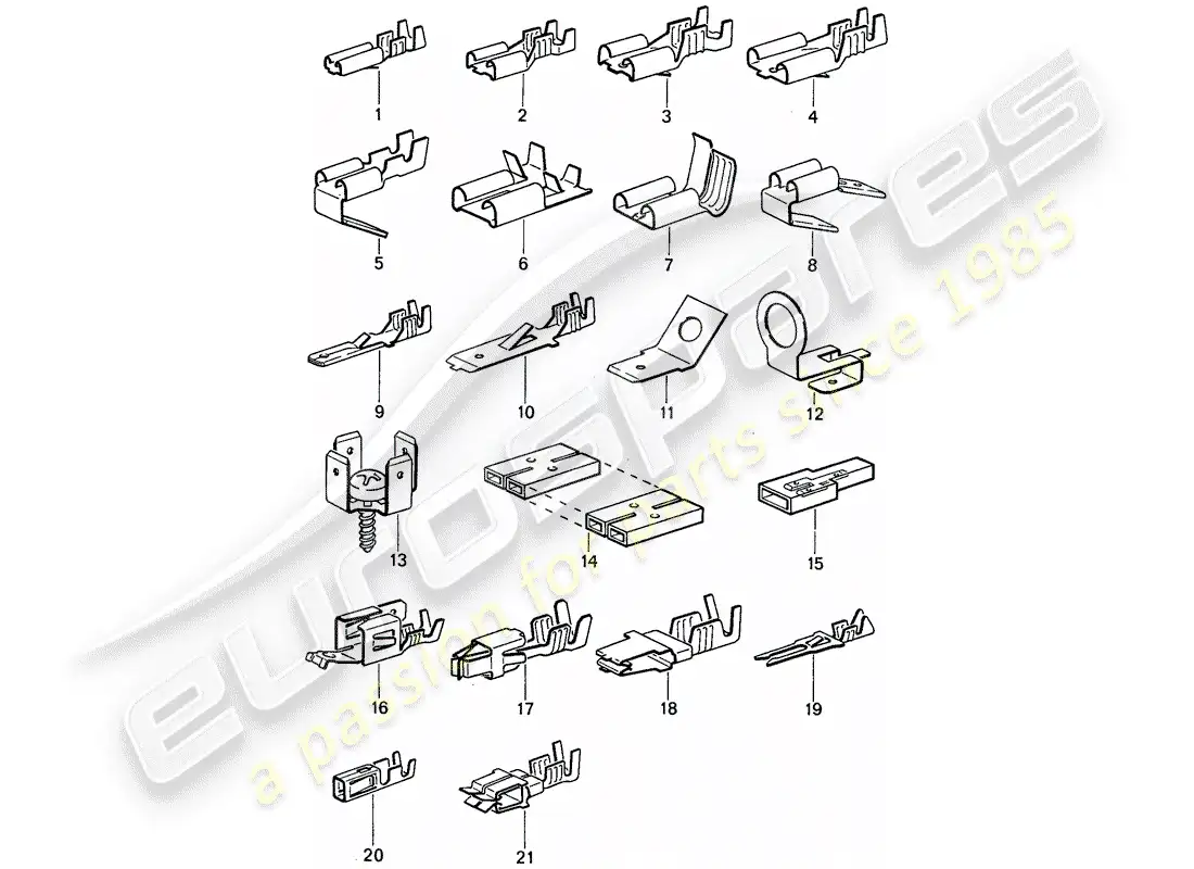 porsche 1974 (911) male blade terminal - push-on connector parts diagram