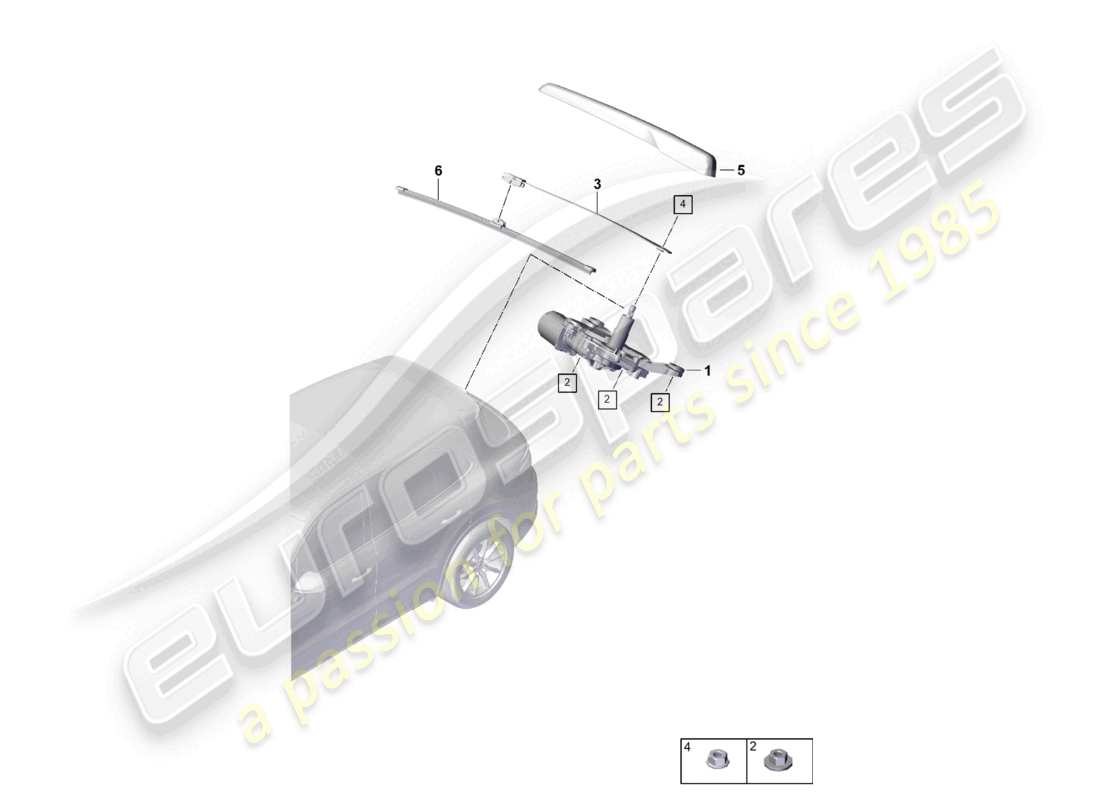 porsche 2024 (cayenne e3 pa) rear window wiper part diagram