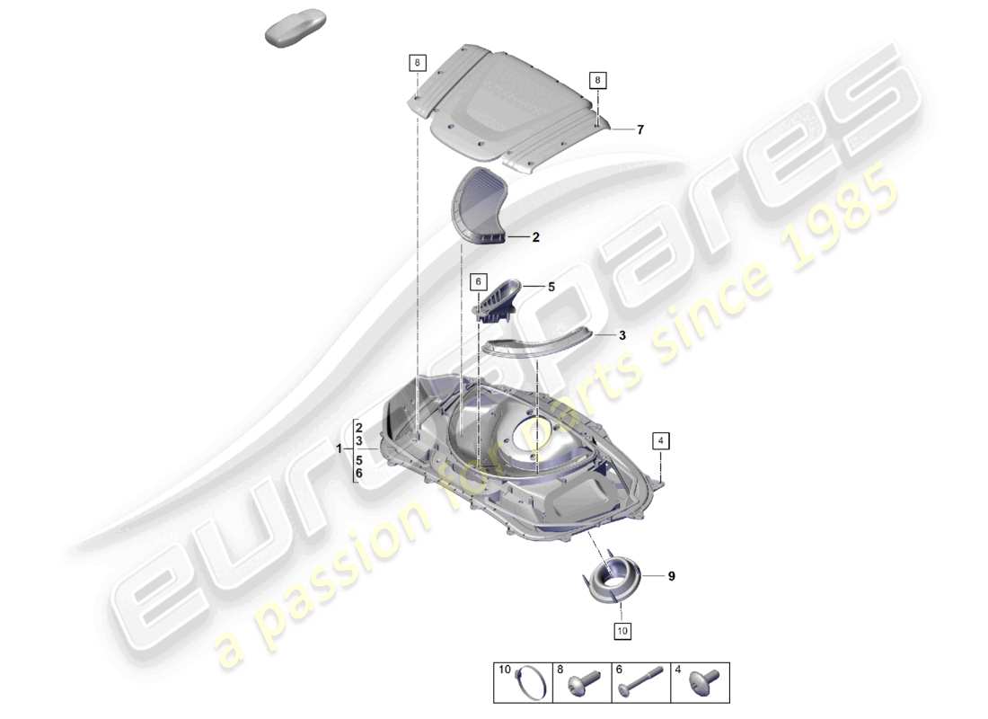 porsche 2022 (718 cayman gt4) air filter pdm.9gt.129 part diagram