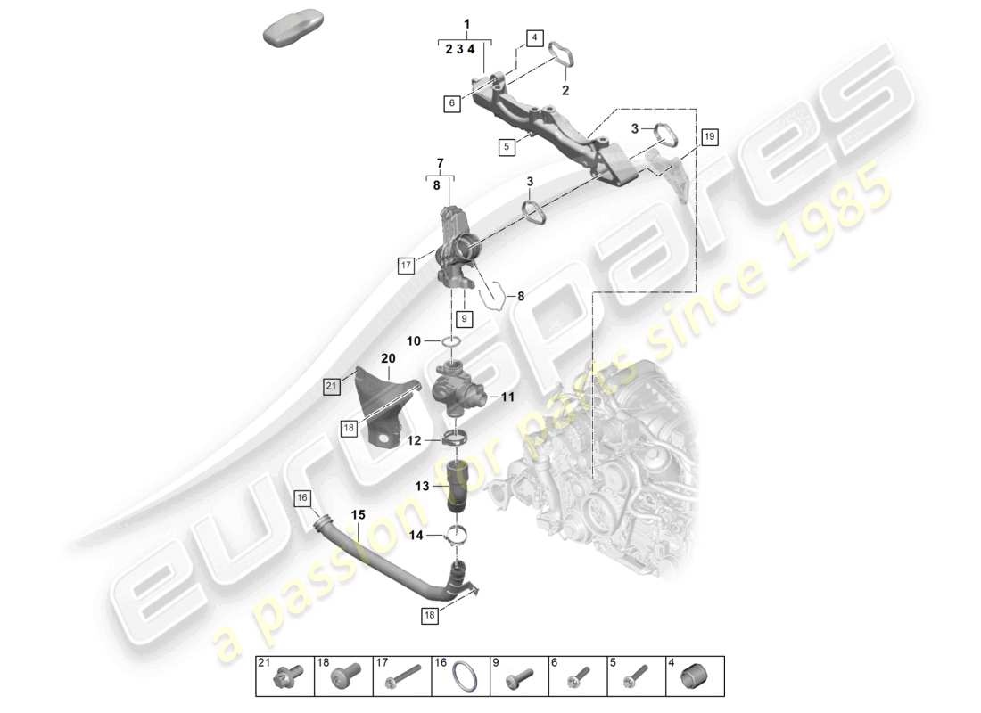 porsche 2026 (992-2) assembly carrier coolant pipe parts diagram