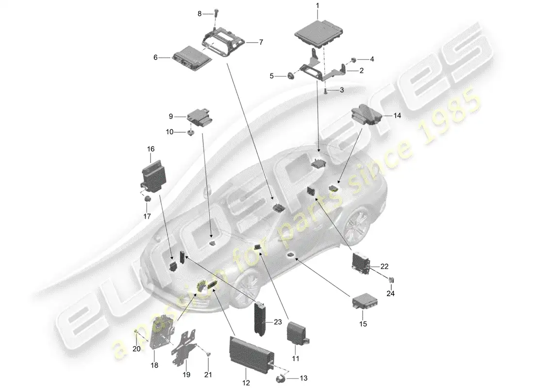 porsche 2016 (991-1 turbo) control units parts diagram