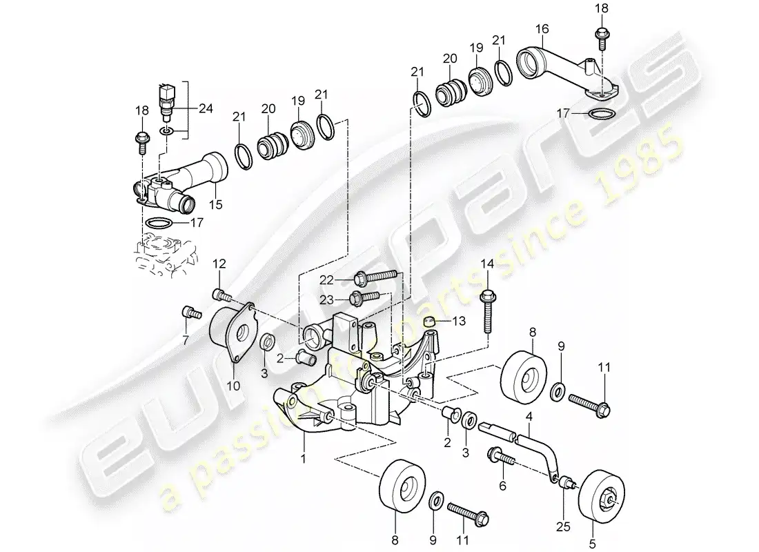 porsche 2008 (997-1 gt3) belt tensioner parts diagram