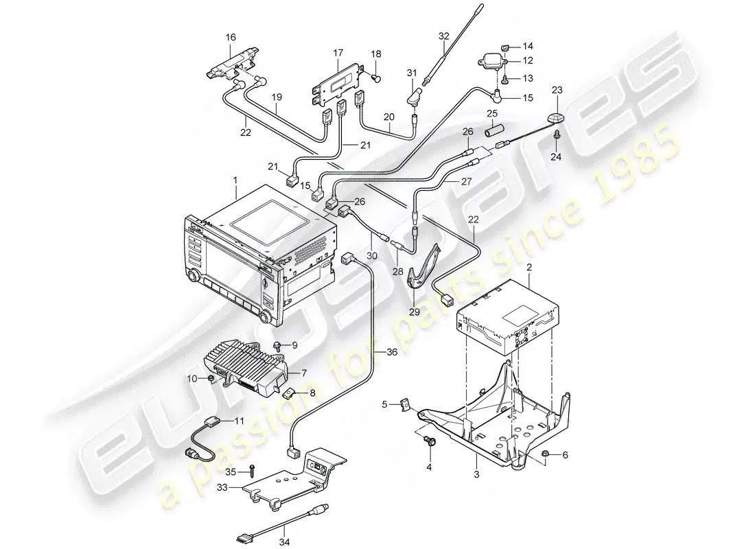 porsche 2011 (997-2) operating unit parts diagram
