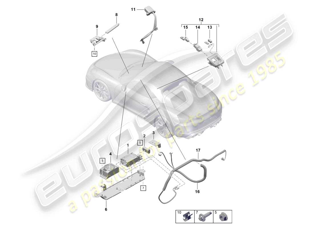 porsche 2021 (718 boxster spyder) for models with telephone and emergency call part diagram